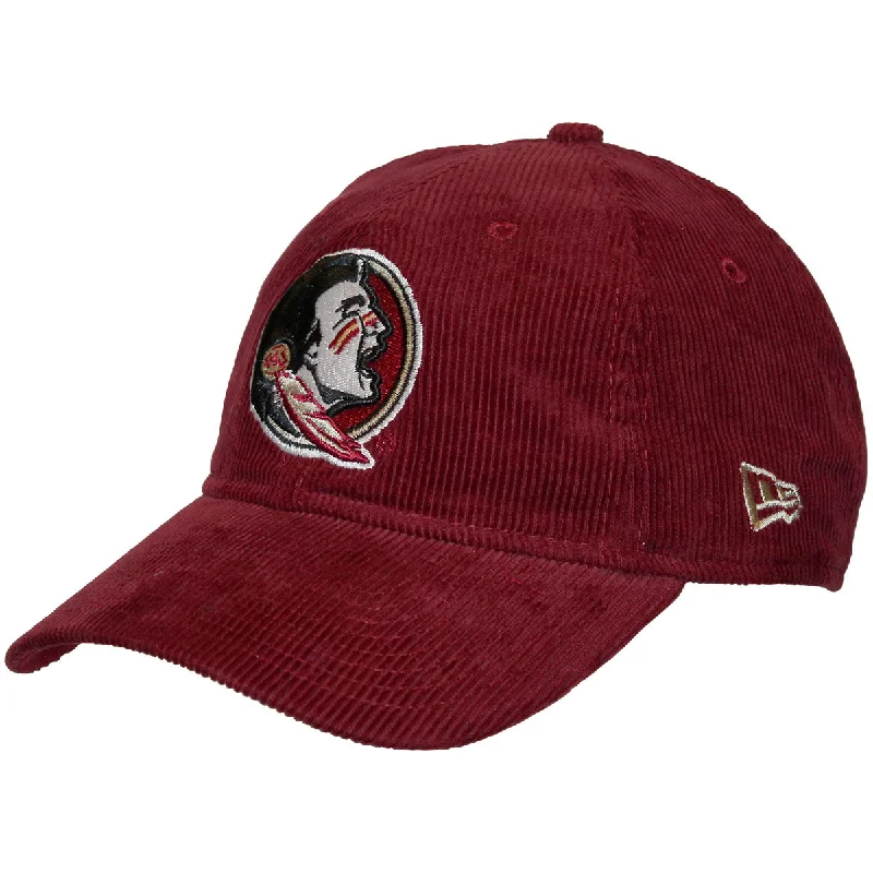 Wide-Brimmed Sun HatsNew Era Seminole Logo 920 Adjustable Corduroy Cap - Garnet
