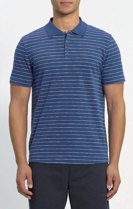 Men's Shirts with Scoop NecksBron Polo Shirt In Estate Blue/white