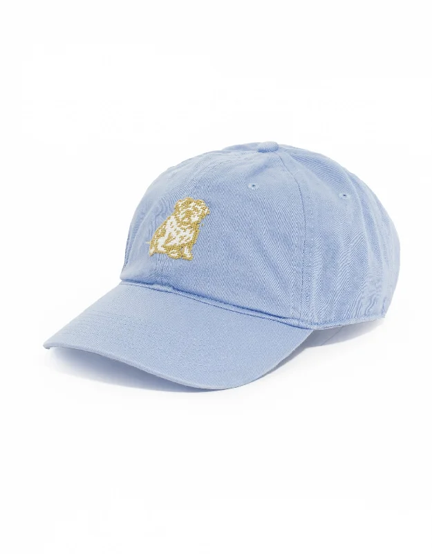 Quilted Beanies for Cold WeatherBULLDOG NEEDLEPOINT HAT - LIGHT BLUE