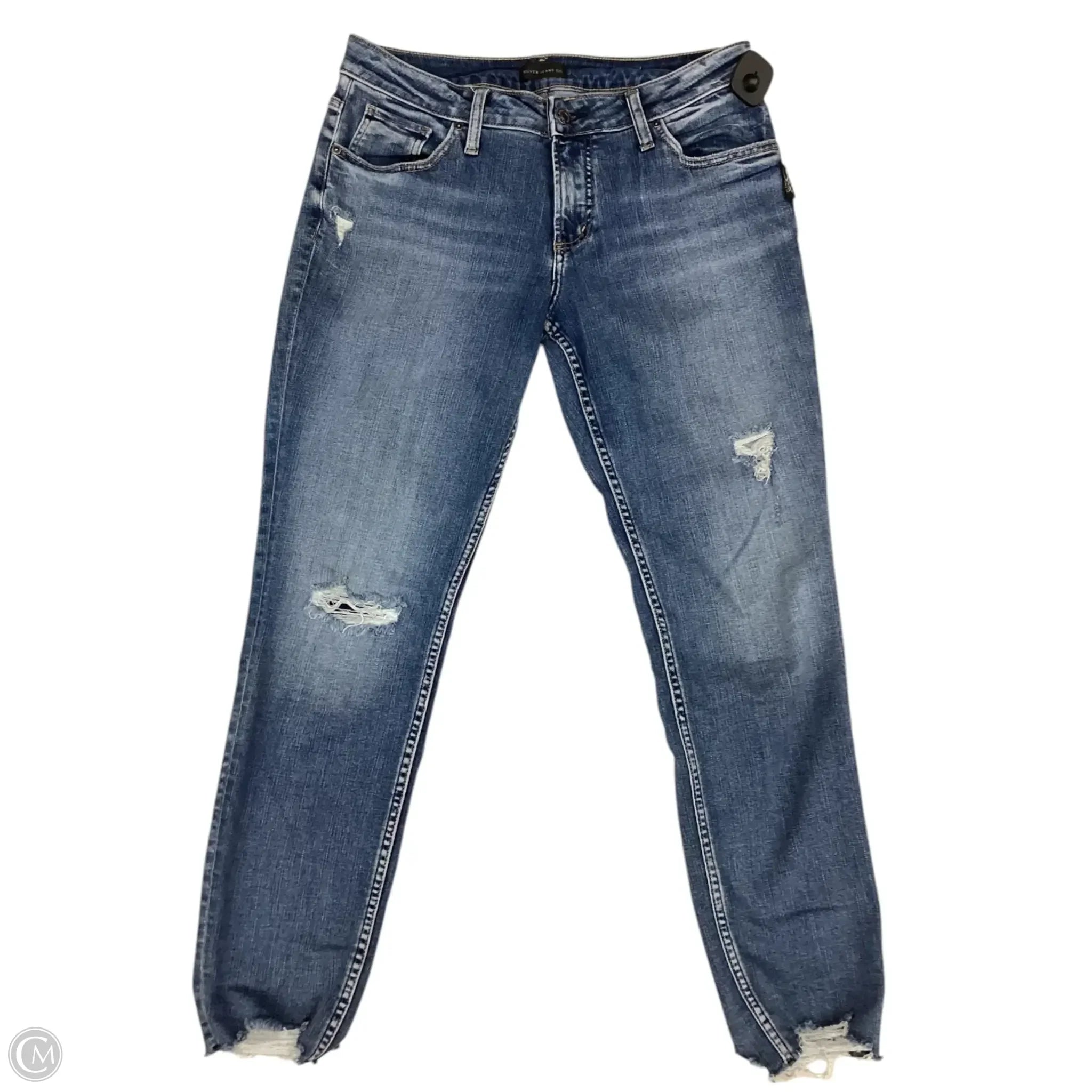 Mid-Waisted Men's JeansJeans Cropped By Silver In Blue Denim, Size: 8