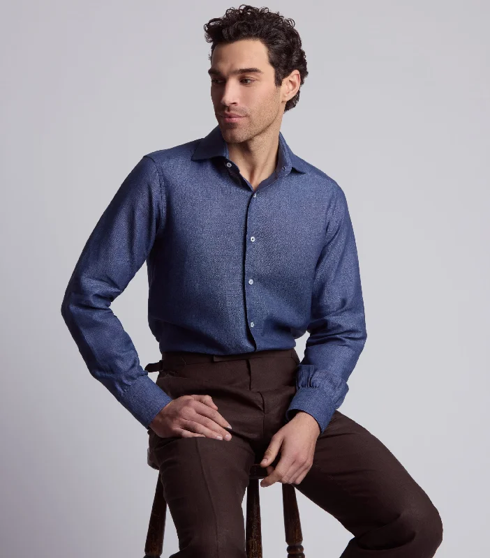 Men's Wingtip-Collar Shirts for a Classic TouchBlue Chambray Linen Shirt