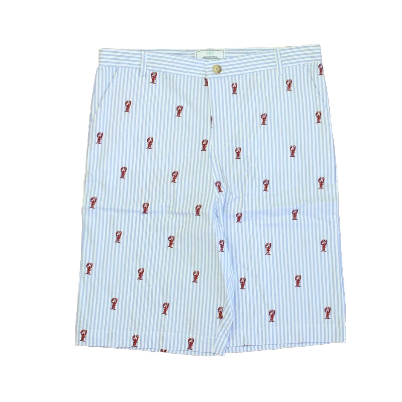 Robust Men's Denim and Canvas ShortsClassic Prep Boys Lobsters on Blue Stripe Shorts Size: 6-14 Years