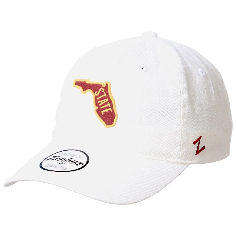 Durable Work HatsZephyr College Vault State of Florida Adjustable Relaxed Twill Hat - White