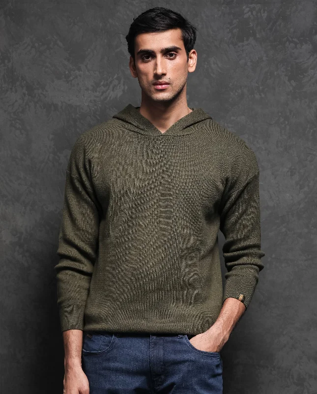 Men's Sweaters with Patch PocketsRare Rabbit Men'S Zarr Olive Pullover Cotton Fabric Hooded Neck Full Sleeves Slim Fit Men's Sweaters with Patch PocketsRare Rabbit Men'S Zarr Olive Pullover Cotton Fabric Hooded Neck Full Sleeves Slim Fit