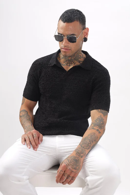 Men's Dressy Shirts for Formal EventsUrban Grid Polo Black T-shirt