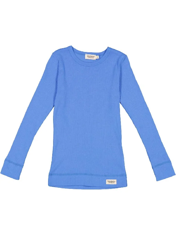 Men's Solid-Colored Shirts for VersatilityGirls Ribbed Long Sleeve Shirt In Vivid Blue Men's Solid-Colored Shirts for VersatilityGirls Ribbed Long Sleeve Shirt In Vivid Blue