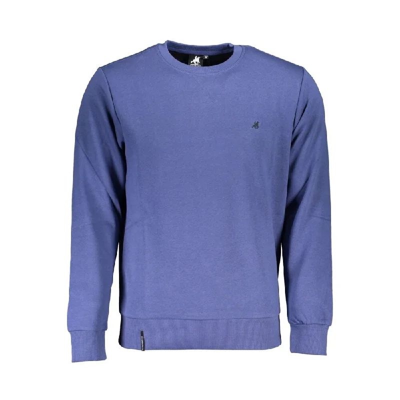 Versatile Men's Zip-Up SweatersU.S. Grand Polo Blue Cotton Men's Sweater