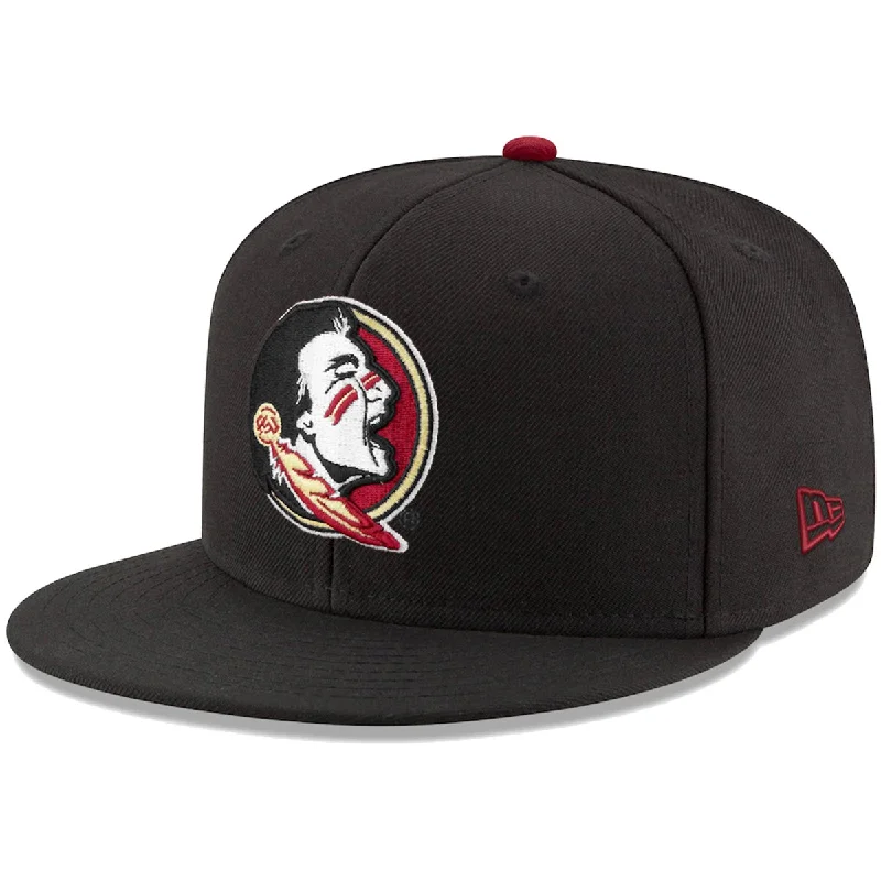 Customized Baseball CapsNew Era Seminole Logo 950 Flat Bill Snap Back Cap - Black