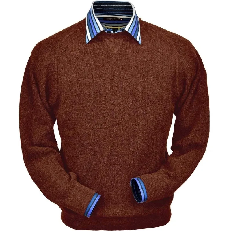 Men's Sweaters with Hidden PocketsBaby Alpaca 'Links Stitch' Sweatshirt-Style Crew Neck Sweater in Rust Heather by Peru Unlimited Men's Sweaters with Hidden PocketsBaby Alpaca 'Links Stitch' Sweatshirt-Style Crew Neck Sweater in Rust Heather by Peru Unlimited