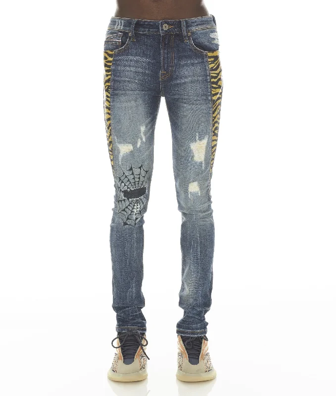 Durable Men's JeansPUNK SUPER SKINNY IN TIGER LUCKY BASTARD