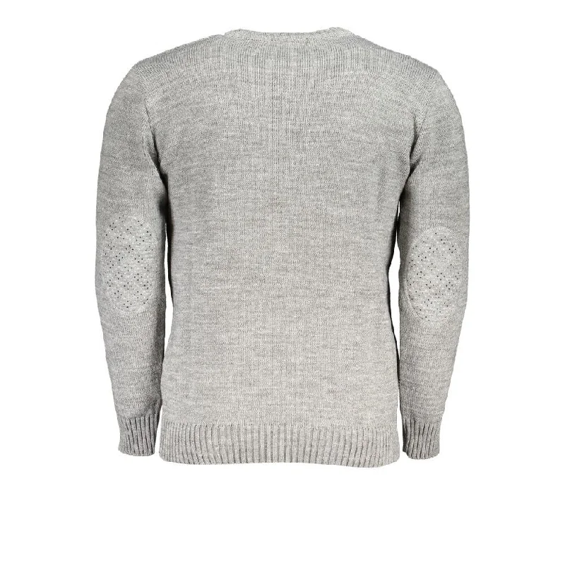Men's Sweaters with Stand-Up CollarsU.S. Grand Polo Gray Fabric Men's Sweater