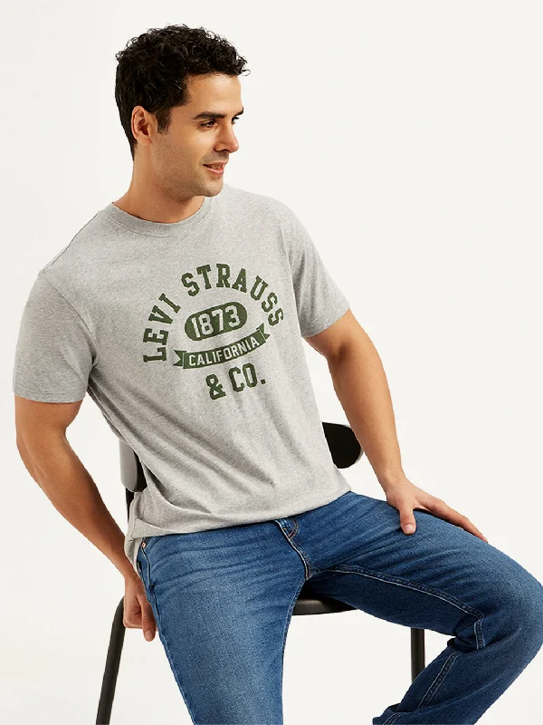 Men's Shirts with Cowl NecksMen's Typographic Print Slim Fit T-Shirt