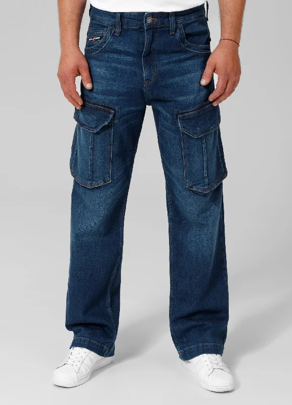 Men's Jeans with Elastic WaistbandsLONGSPUR Cargo Navy Wash Jeans