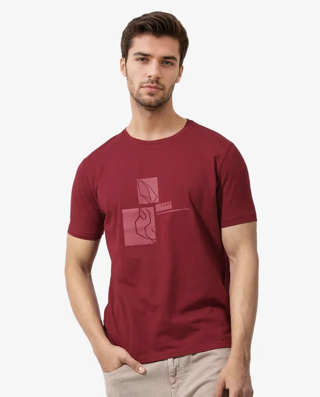 Men's Shirts with Belt LoopsRare Rabbit Mens Feine Red Cotton Lycra Fabric Short Sleeve Regular Fit Graphic Logo Print T-Shirt Men's Shirts with Belt LoopsRare Rabbit Mens Feine Red Cotton Lycra Fabric Short Sleeve Regular Fit Graphic Logo Print T-Shirt