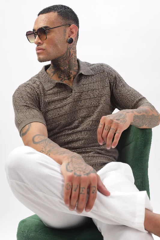 Men's Shirts with Belt AttachmentsChevron Classic Grey Polo T-shirt