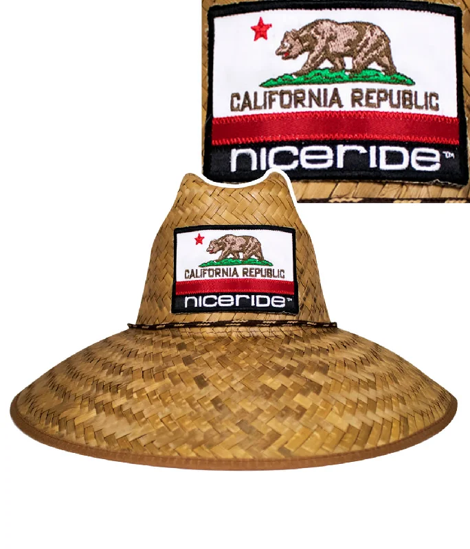 Oversized Fedora Hats"CALIFORNIA FLAG" STRAW SUN HAT - UNISEX BEACH HAT