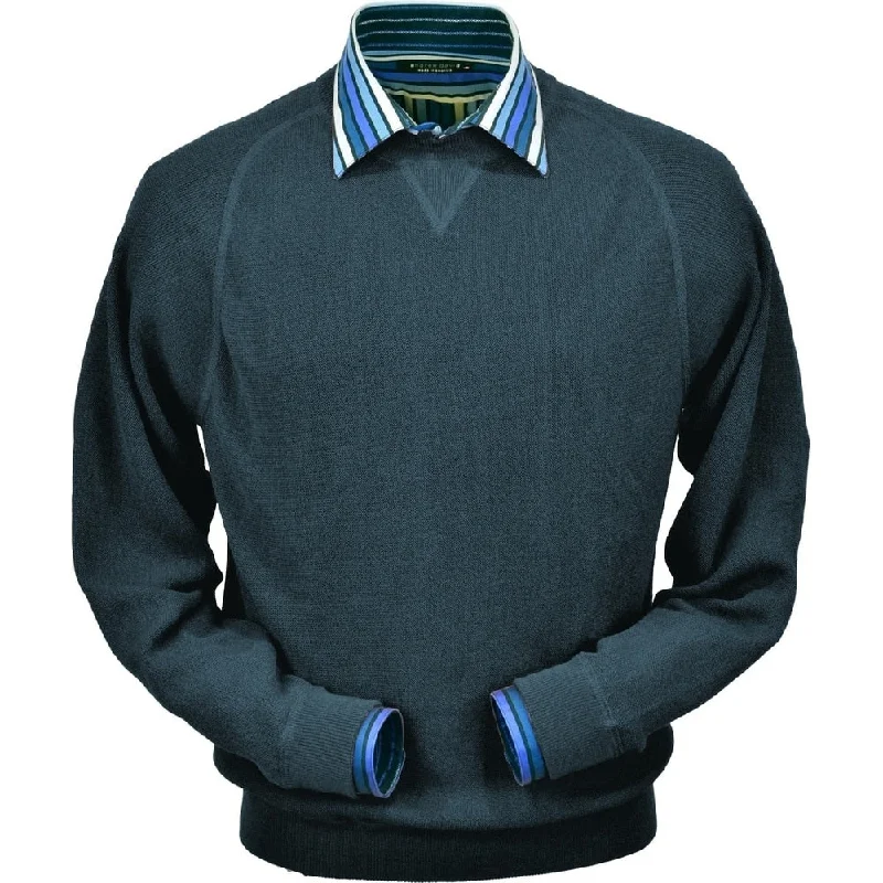 Men's Sweaters for Everyday WearBaby Alpaca 'Links Stitch' Sweatshirt-Style Crew Neck Sweater in Steel Blue by Peru Unlimited Men's Sweaters for Everyday WearBaby Alpaca 'Links Stitch' Sweatshirt-Style Crew Neck Sweater in Steel Blue by Peru Unlimited