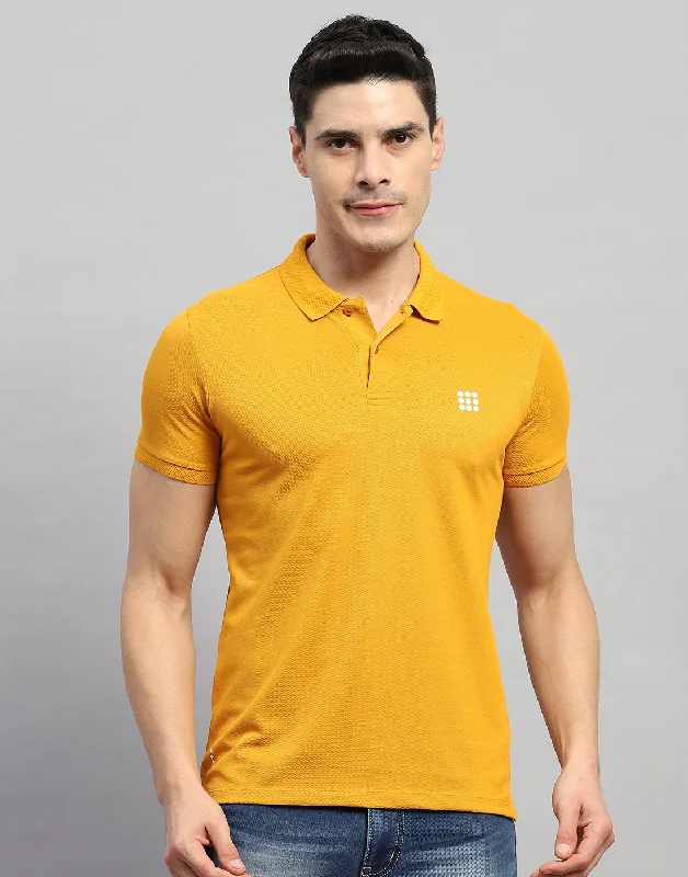 Men's Shirts with Double-Breasted DesignsMen Mustard Solid Polo Collar Half Sleeve T-Shirt Men's Shirts with Double-Breasted DesignsMen Mustard Solid Polo Collar Half Sleeve T-Shirt