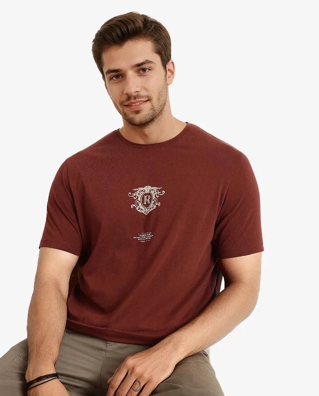 Durable Men's Work ShirtsRare Rabbit Men Ker Brown Cotton Lycra Fabric Short Sleeve Crew Neck Regular Fit Graphic Flock Print T-Shirt Durable Men's Work ShirtsRare Rabbit Men Ker Brown Cotton Lycra Fabric Short Sleeve Crew Neck Regular Fit Graphic Flock Print T-Shirt