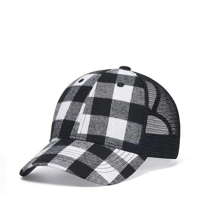 Affordable Baseball HatsMen's Hip-hop Summer Plaid Baseball Cap