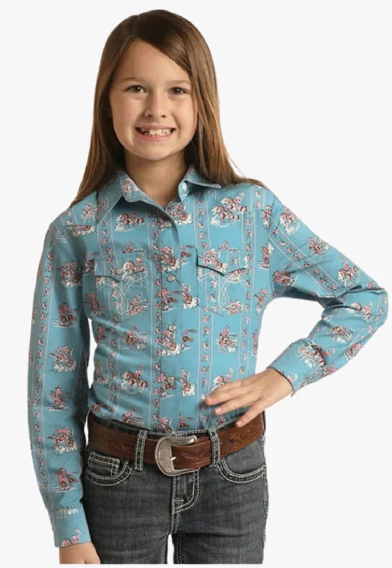 Men's Pattern-Play Shirts for a Fun TwistPanhandle Girls Rodeo Print Snap Long Sleeve Shirt