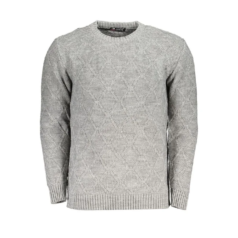 Men's Sweaters with PocketsU.S. Grand Polo Gray Fabric Men's Sweater
