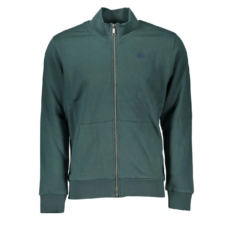 Chic Men's Cashmere SweatersLa Martina Elegant Green Fleece Sweatshirt with Men's Embroidery Chic Men's Cashmere SweatersLa Martina Elegant Green Fleece Sweatshirt with Men's Embroidery