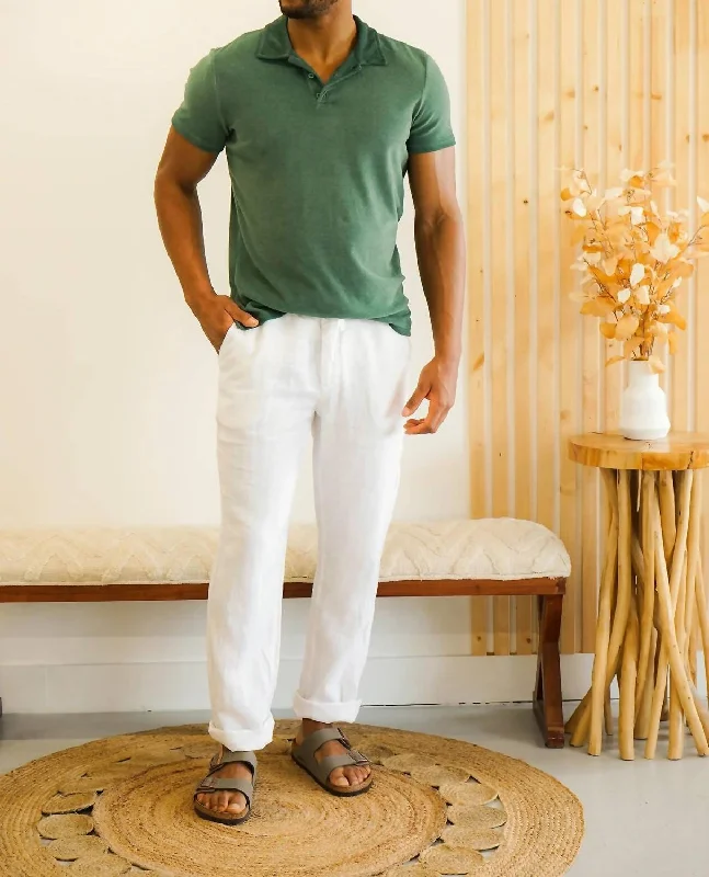 Men's Shirts with Chest PocketsHanlan Terry Polo Shirt In Northern Green
