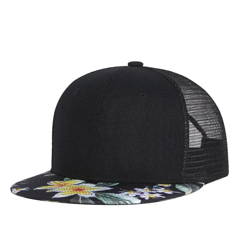 Quilted Winter HatsMen's Street Fashion Floral Printed Mesh Cap