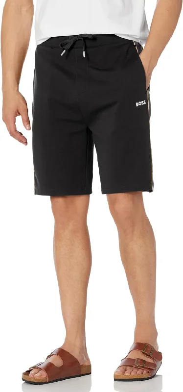 Versatile Men's Linen ShortsHugo Boss Men's Embroidered Logo Cotton Blend Shorts, Black