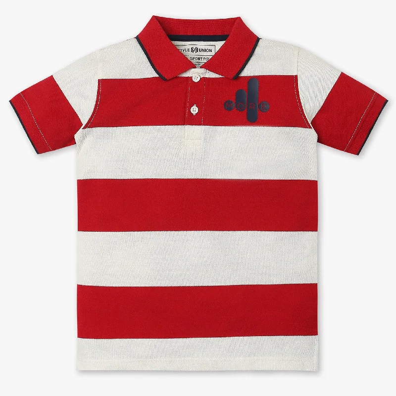 Men's Shirts for Beach OutingsBoys Regular Fit Striped Polo T-Shirt