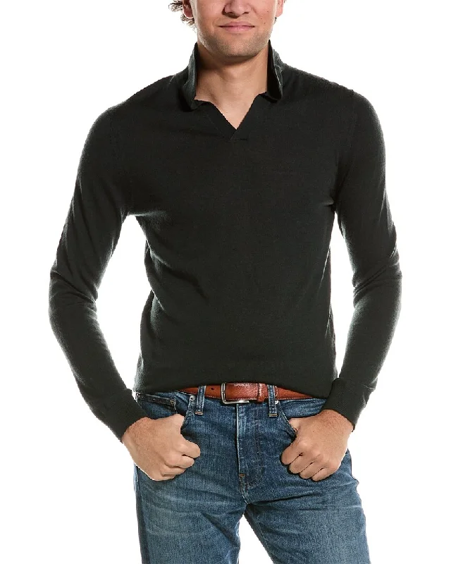 Men's Shirts with Lace-Up HemlinesReiss Milburn Merino Wool Open Collar Polo Shirt
