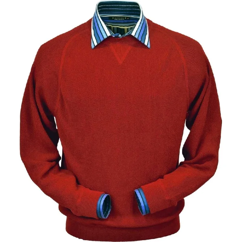 Men's Sweaters with Hidden PocketsBaby Alpaca 'Links Stitch' Sweatshirt-Style Crew Neck Sweater in Rouge Red by Peru Unlimited Men's Sweaters with Hidden PocketsBaby Alpaca 'Links Stitch' Sweatshirt-Style Crew Neck Sweater in Rouge Red by Peru Unlimited