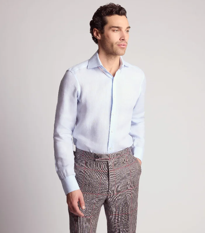 Men's Solid-Colored Shirts for VersatilityLight Blue Linen Shirt