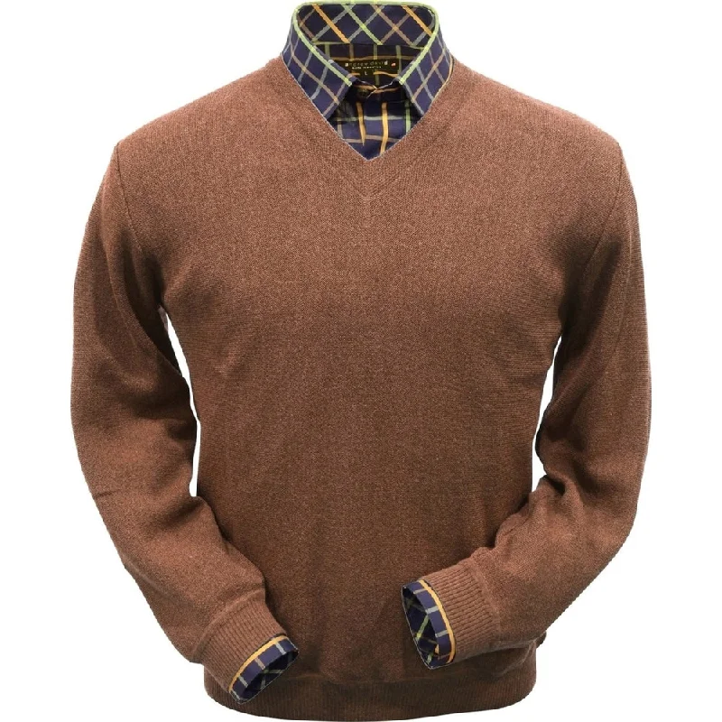 Classic Men's Wool SweatersBaby Alpaca 'Links Stitch' V-Neck Sweater in Camel by Peru Unlimited Classic Men's Wool SweatersBaby Alpaca 'Links Stitch' V-Neck Sweater in Camel by Peru Unlimited
