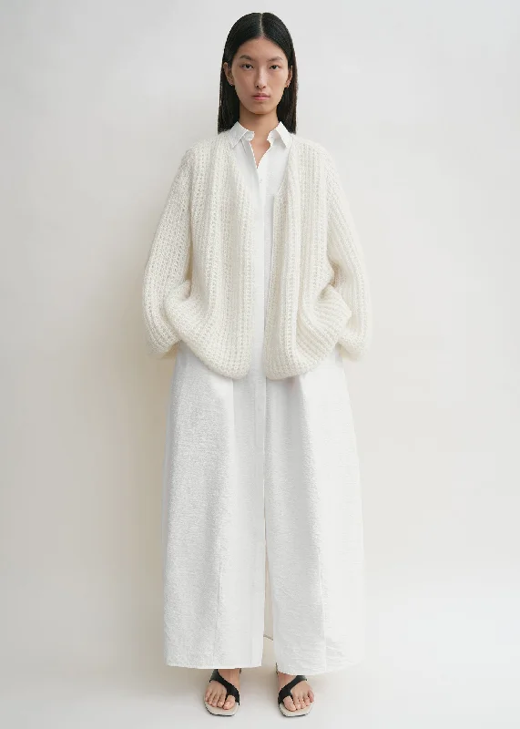 Warm Men's Hooded SweatersPuffed cardigan off-white