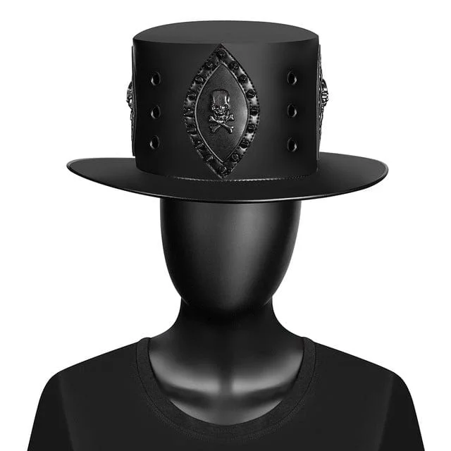 Beach Bucket CapsMen's Steampunk Rivet Skull Hat