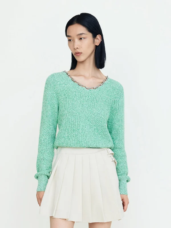 Men's Sweaters with ButtonsWool Blend Chain Knot Pullover