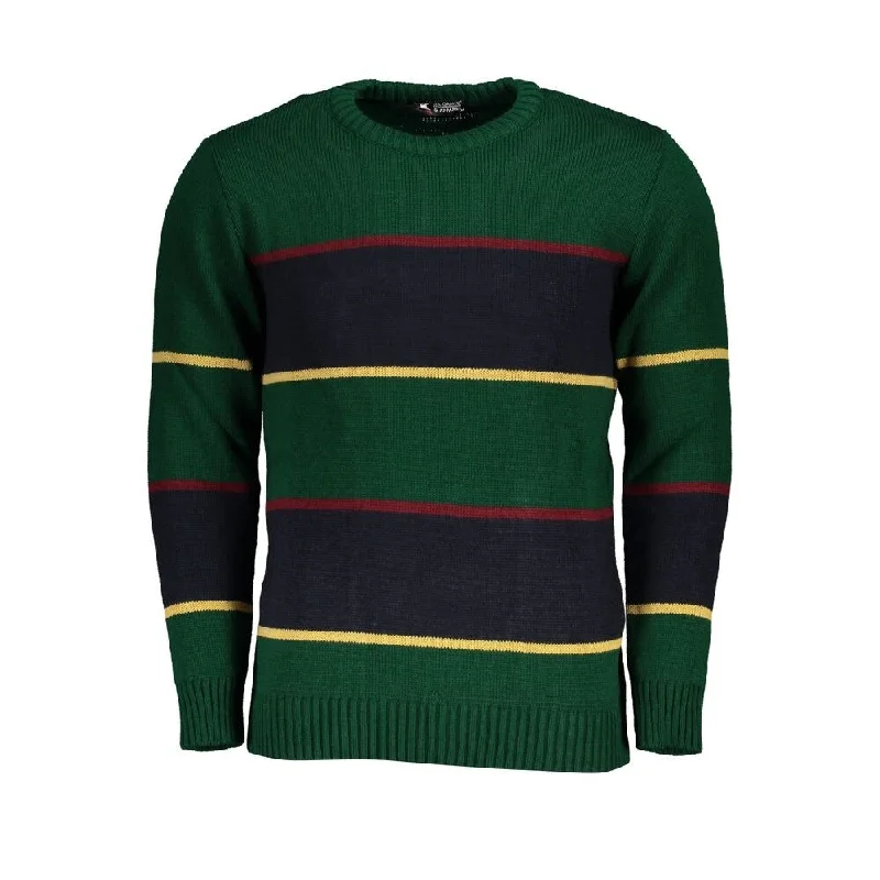 Men's Sweaters with Ribbed WaistbandsU.S. Grand Polo Green Fabric Men's Sweater