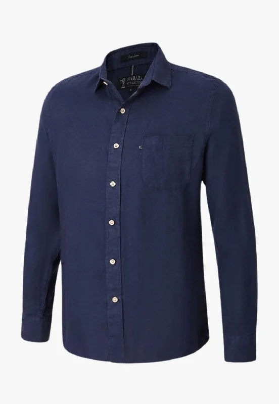 Men's Tab-Collar Shirts for a Crisp LookPilbara Mens Linen Long Sleeve Shirt