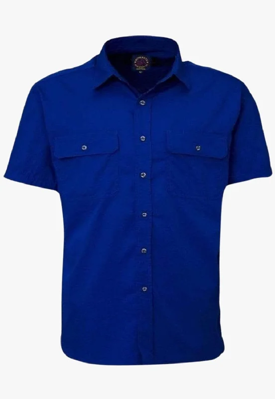 Men's Solid-Color Button-Down Shirts for VersatilityPilbara Mens O/Front S/Sleeve Work Shirt RM500BTS