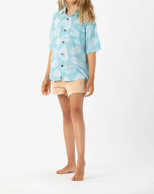 Men's Luxury Shirts for High-End FashionKids Aloha Shirt In Palm Dusty Blue