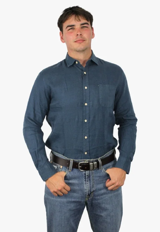 Men's Color-Blocking Shirts for a Statement LookPilbara Mens Linen Long Sleeve Shirt