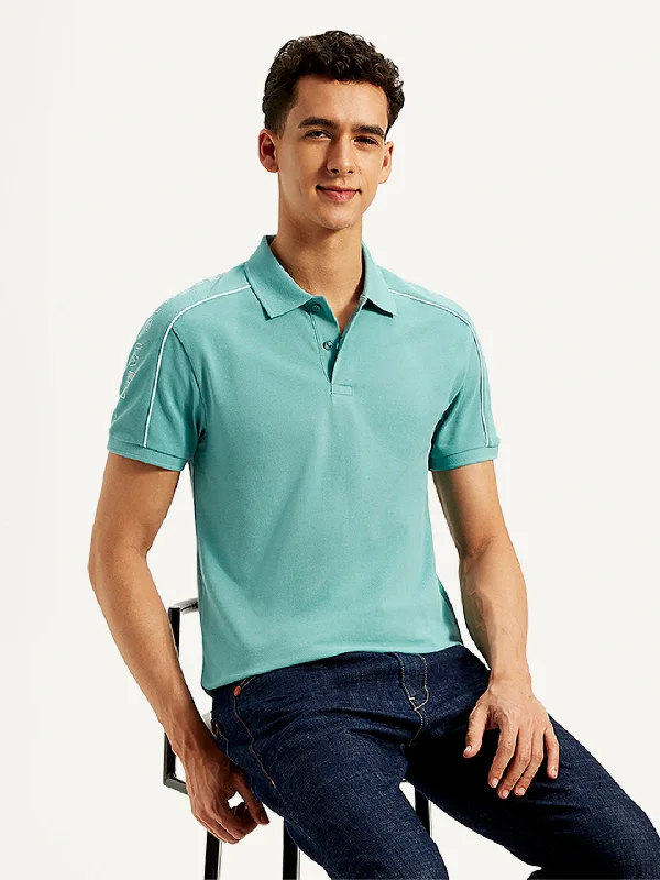 Men's Shirts with Pin CollarsMen's Typographic Print Slim Fit Polo T-Shirt