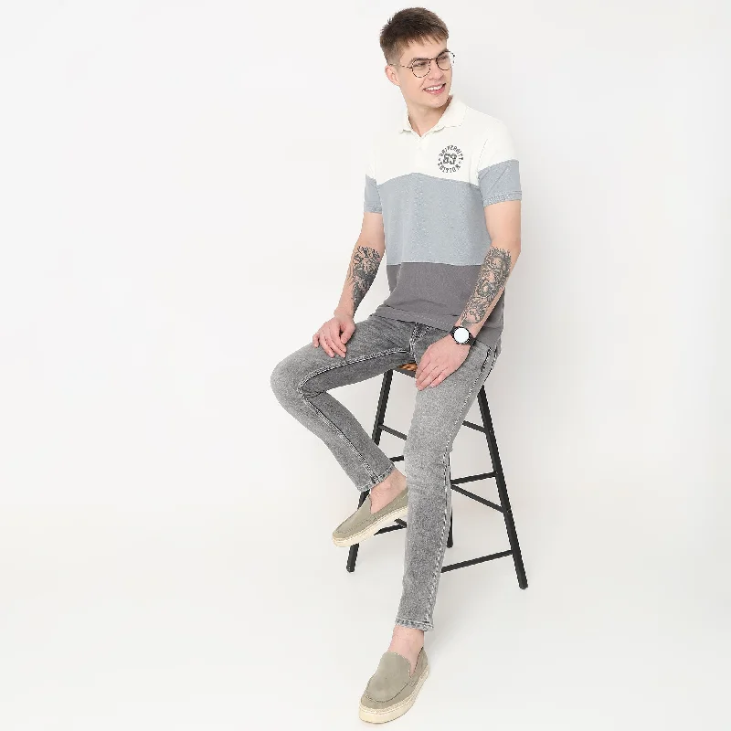 Men's Shirts with Logo EmbossmentsRegular Fit Cut and Sew Polo T-Shirt