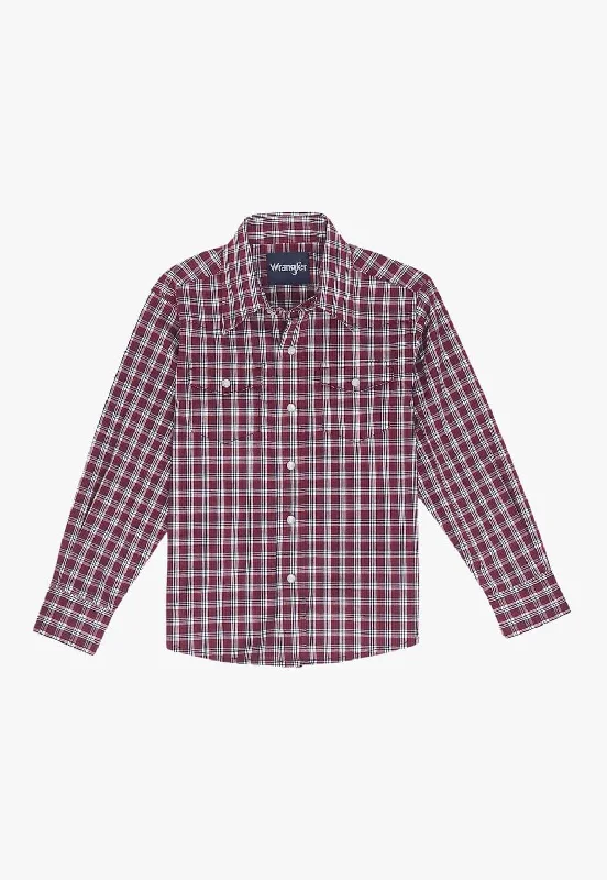 Men's Fishing Shirts for Water SportsWrangler Boys Classic Fit Plaid Long Sleeve Shirt