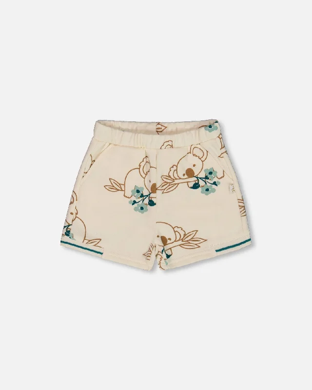 Men's Long-Lasting Cargo ShortsPrinted French Terry Short Off-White And Koala