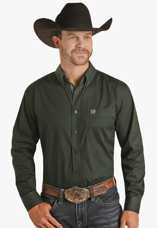 Men's Spread-Collar Shirts for a Bold StatementPanhandle Mens Solid Stretch Poplin Long Sleeve Shirt Men's Spread-Collar Shirts for a Bold StatementPanhandle Mens Solid Stretch Poplin Long Sleeve Shirt