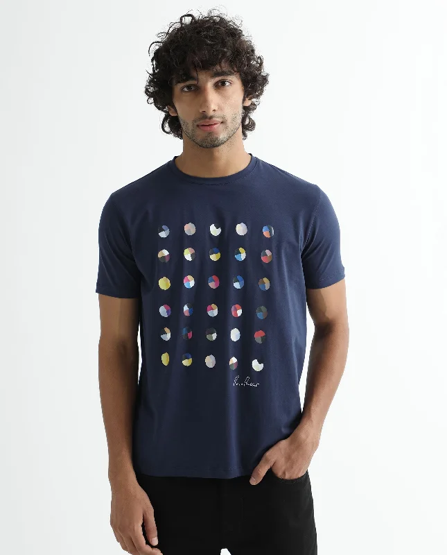 Men's Shirts with Antimicrobial TreatmentRare Rabbit Men's Flipp Navy Crew Neck Abstract Polka Print Half Sleeves Slim Fit T-Shirt Men's Shirts with Antimicrobial TreatmentRare Rabbit Men's Flipp Navy Crew Neck Abstract Polka Print Half Sleeves Slim Fit T-Shirt