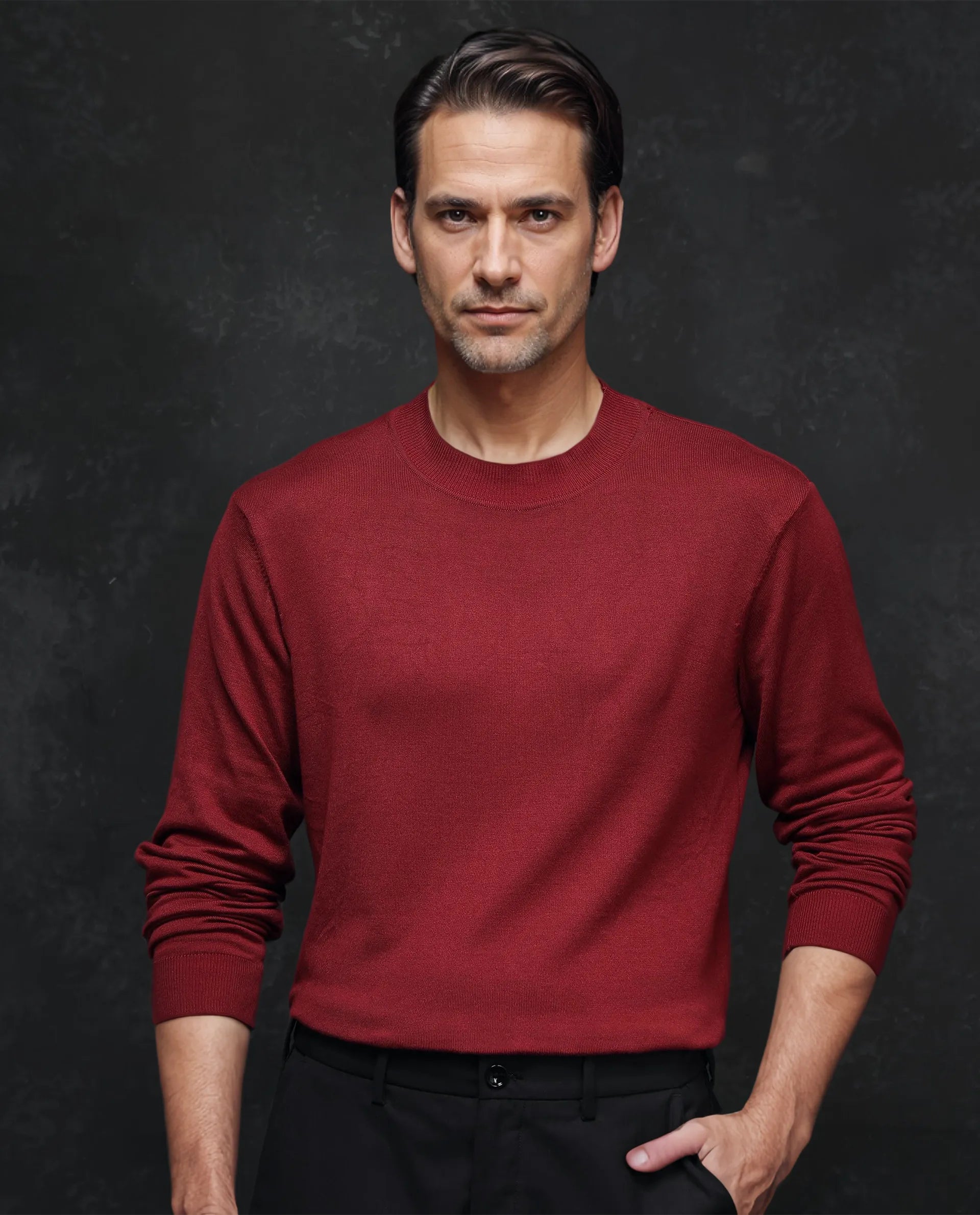 Men's Sweaters with Asymmetrical HemlinesRare Rabbit Men's Alfot Red Viscose Nylon Fabric Full Sleeve High Neck Regular Fit Plain Sweater Men's Sweaters with Asymmetrical HemlinesRare Rabbit Men's Alfot Red Viscose Nylon Fabric Full Sleeve High Neck Regular Fit Plain Sweater